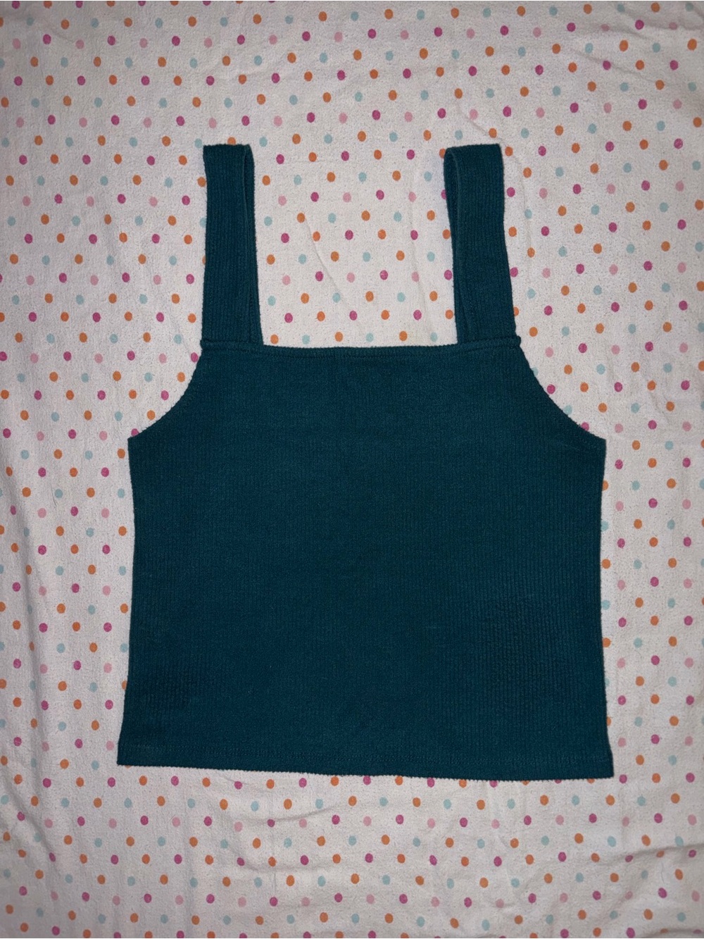American Eagle Teal Ribbed Square Neck Tank Top — Size Large